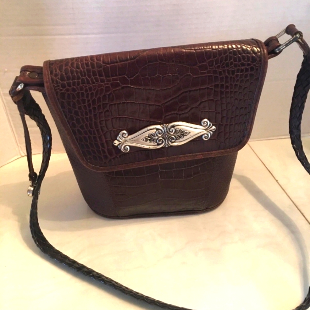 Brighton Brown Crocodile-Embossed Crossbody Bag